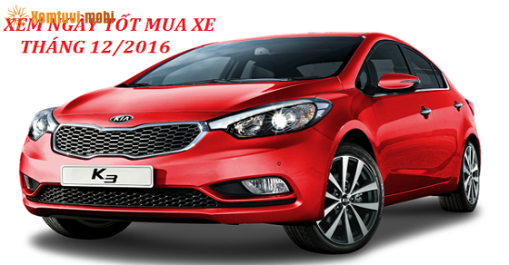 Chọn xem ngày tốt để mua xe tháng 12 năm 2016