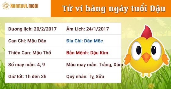 Tử vi hàng ngày tuổi Dậu thứ 2 ngày 20/2/2017 Tử vi hàng ngày tuổi Dậu thứ 2 ngày 20/2/2017