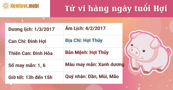 Tử vi hàng ngày tuổi Hợi thứ 4 ngày 1/3/2017 Tử vi hàng ngày tuổi Hợi thứ 4 ngày 1/3/2017