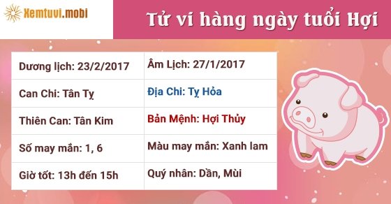 Tử vi hàng ngày tuổi Hợi thứ 5 ngày 23/2/2017 Tử vi hàng ngày tuổi Hợi thứ 5 ngày 23/2/2017