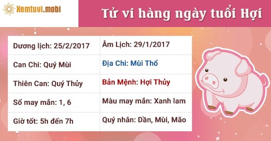 Tử vi hàng ngày tuổi Hợi thứ 7 ngày 25/2/2017 Tử vi hàng ngày tuổi Hợi thứ 7 ngày 25/2/2017