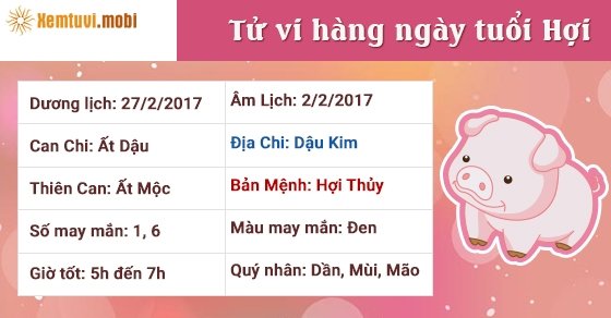 Tử vi hàng ngày tuổi Hợi thứ 2 ngày 27/2/2017 Tử vi hàng ngày tuổi Hợi thứ 2 ngày 27/2/2017
