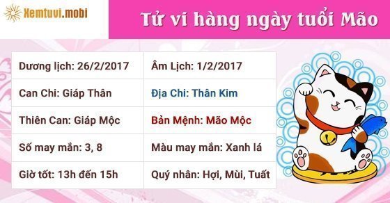 Tử vi hàng ngày 12 con giáp chủ nhật ngày 26/2/2017 Tử vi hàng ngày 12 con giáp chủ nhật ngày 26/2/2017