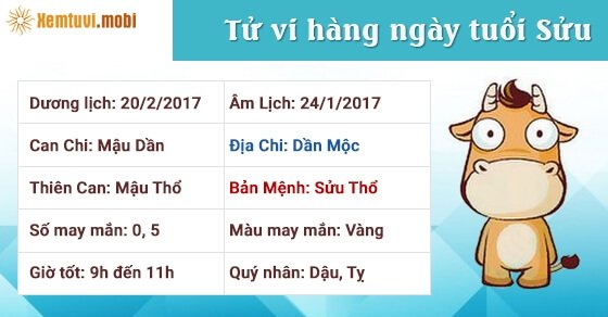 Tử vi hàng ngày tuổi Sửu thứ 2 ngày 20/2/2017 Tử vi hàng ngày tuổi Sửu thứ 2 ngày 20/2/2017