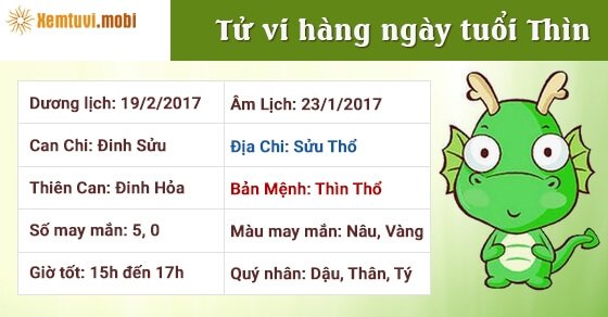 Tử vi hàng ngày tuổi Thìn chủ nhật ngày 19/2/2017 Tử vi hàng ngày tuổi Thìn chủ nhật ngày 19/2/2017