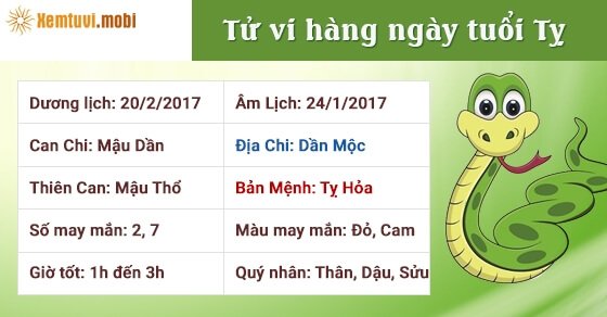 Tử vi hàng ngày tuổi Tỵ thứ 2 ngày 20/2/2017 Tử vi hàng ngày tuổi Tỵ thứ 2 ngày 20/2/2017