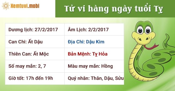 Tử vi hàng ngày tuổi Tỵ thứ 2 ngày 27/2/2017 Tử vi hàng ngày tuổi Tỵ thứ 2 ngày 27/2/2017