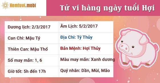 Tử vi hàng ngày tuổi Hợi thứ 5 ngày 2/3/2017 Tử vi hàng ngày tuổi Hợi thứ 5 ngày 2/3/2017
