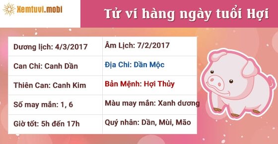 Tử vi hàng ngày tuổi Hợi thứ 7 ngày 4/3/2017 Tử vi hàng ngày tuổi Hợi thứ 7 ngày 4/3/2017