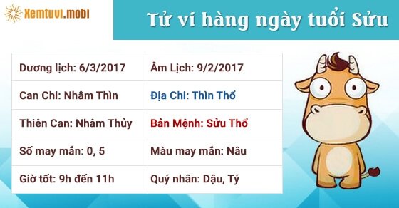 Tử vi hàng ngày tuổi Sửu thứ 2 ngày 6/3/2017