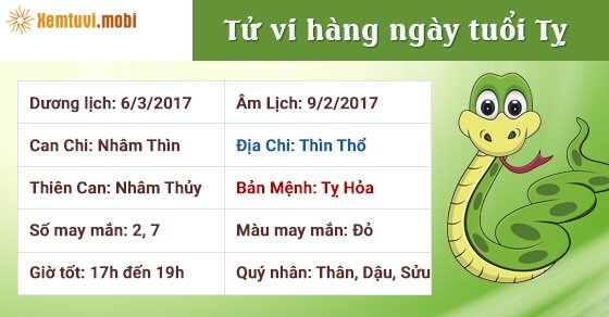 Tử vi hàng ngày tuổi Tỵ thứ 2 ngày 6/3/2017