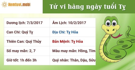 Tử vi hàng ngày tuổi Tỵ thứ 3 ngày 7/3/2017