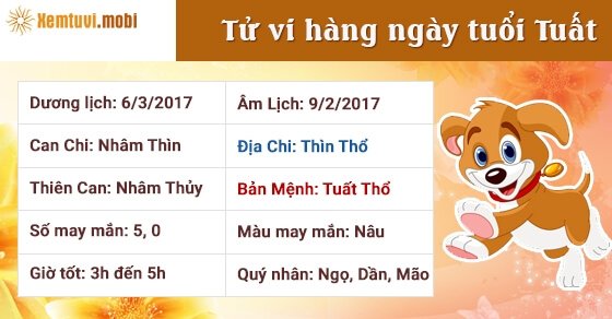 Tử vi hàng ngày tuổi Tuất thứ 2 ngày 6/3/2017