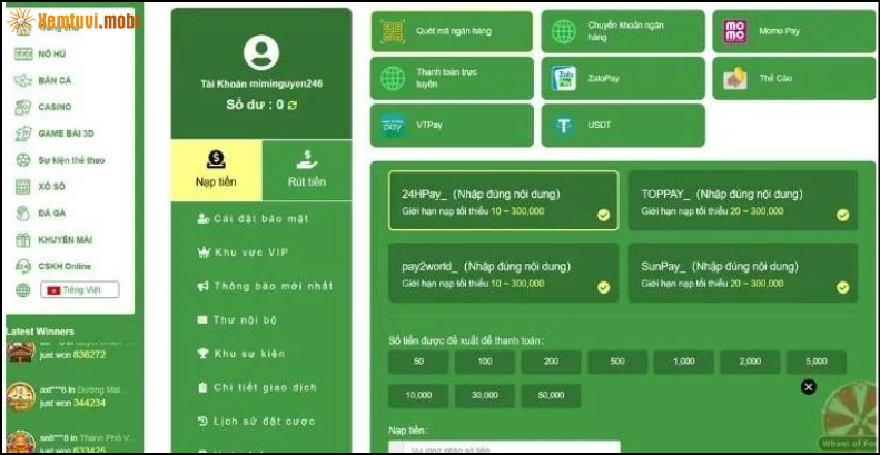 Hướng dẫn nạp tiền chi tiết Hướng dẫn nạp tiền chi tiết